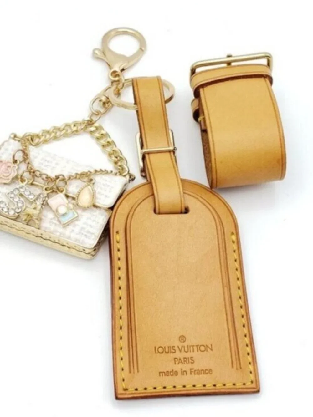 Authentic Louis Vuitton Luggage Nametag with Unbranded Keycharm